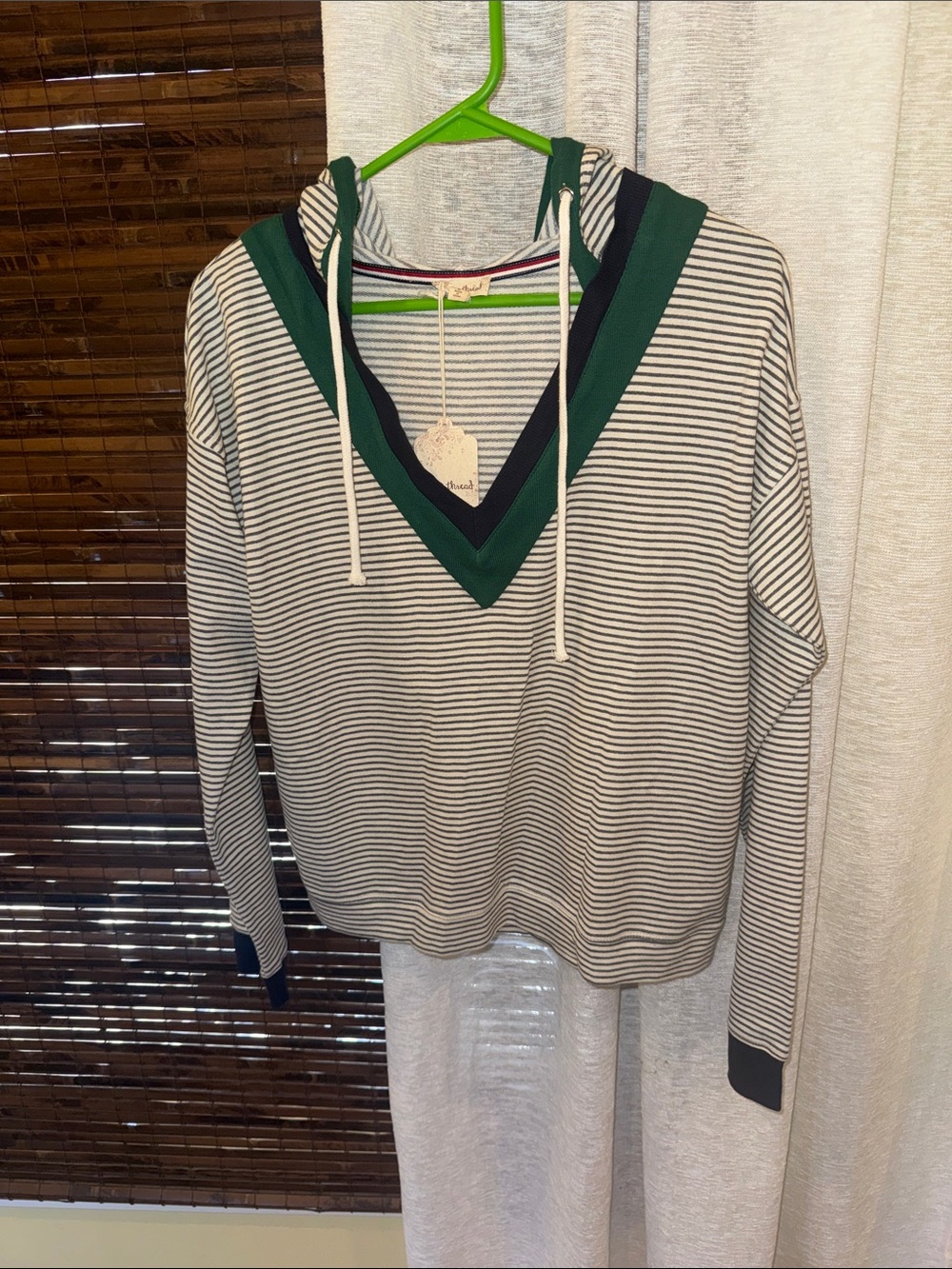 Hem & Thread Striped Top with Navy and Red Trim